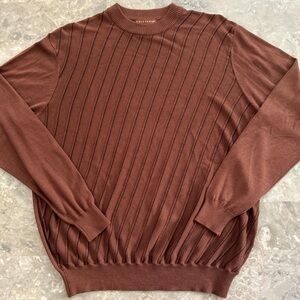 Vintage 2000s Tulliano Ribbed Knit Crewneck Sweater Brown M 22.5x27